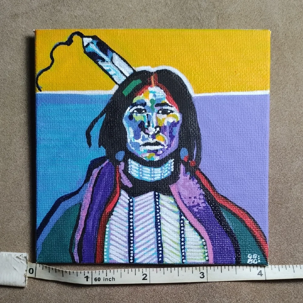 Vibrant Yellow and Purple Art Portrait Painting - Picture 2 of 3